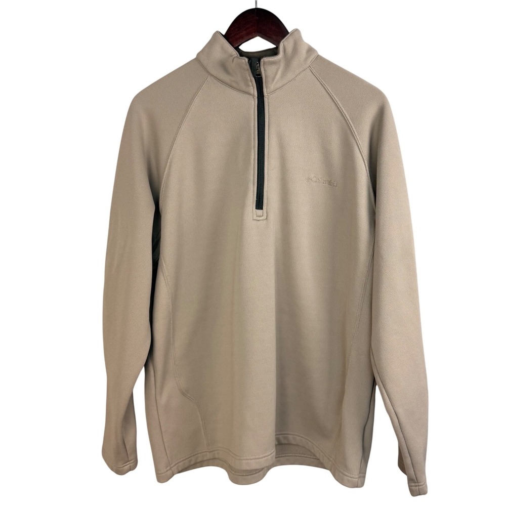Columbia Mens 1/4 Zip Pullover Tan Beige XL Textured Fleece Mock Neck XM2266